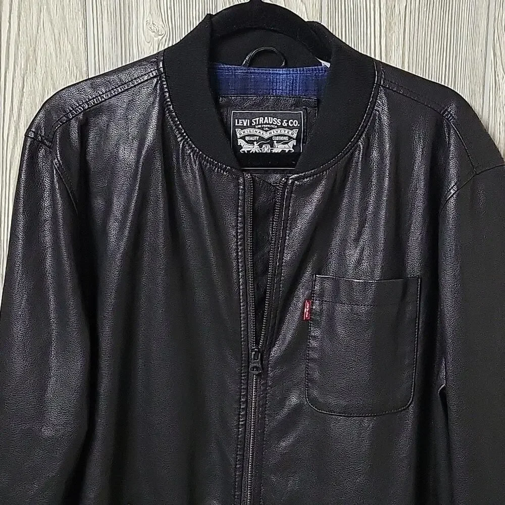Levi Strauss & Co. Faux Leather Full Zip Jacket Mens Size Large